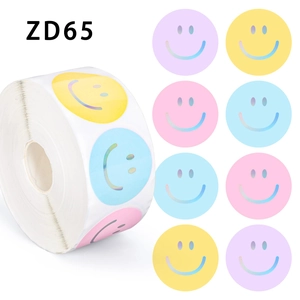 Round Holographic Smiley Face Stickers Multicolor Reward Labels For Kids Classroom Teaching Adhesive Decorative Stickers