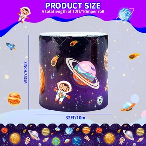Détail de la bordure décorative de 7,5 cm sur le thème de l'espace avec des astronautes