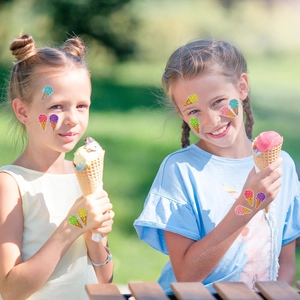 Glitter ice cream stickers for face and body skin decoration in colorful sparkle finish
