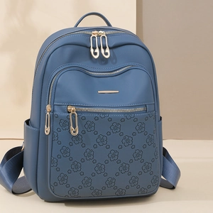 Women Fashion PU Leather Backpack Floral Embossed Travel Bag Large Capacity Casual Shoulder Bag For Ladies