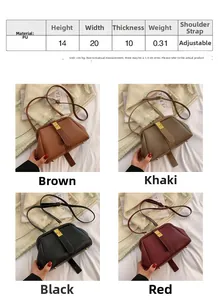Size chart showing 20x14x10cm dimensions for the litchi pattern PU crossbody bag