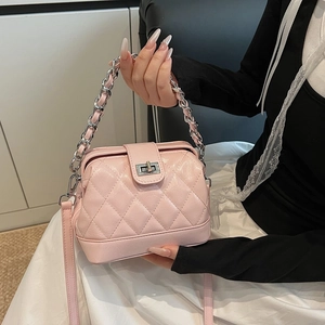 Borsa a Spalla da Donna in Pelle PU con Rombo Trapuntato Retrò Borsa da Medico con Tracolla a Catena Argento Borsa a Tracolla Piccola
