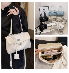Detail showing various colors and organized interior compartments of the tote bag