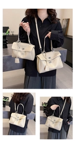 Size comparison of beige tote bags showing handheld and crossbody carrying options