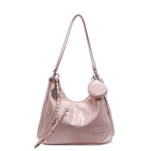 Sac fourre-tout rose en cuir PU avec petit porte-monnaie rond et sangle tressée