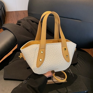 Sac Seau Femme Cuir PU Texture Tressée Élégant Avec Poignée et Bandoulière Amovible Pour Trajet Quotidien