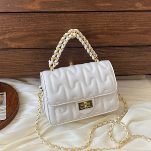 Nuova Borsa a Catena Trapuntata da Donna Elegante Borsa a Tracolla in Pelle PU Borsa a Patta Quadrata alla Moda Tinta Unita Borsa da Giorno