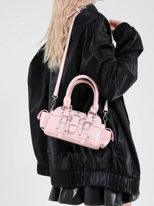 Sac à Bandoulière en Cuir PU Style Y2K Punk pour Femme Sac à Main à Rivets et Boucle Métallique Mode Rétro