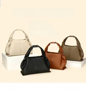 Litchi pattern cowhide dumplings bags in white, black, brown and dark green