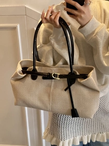 Fashion PU Leather Tote Bag For Women Large Capacity Contrast Color Shoulder Bag Urban Minimalist Commute Office Handbag