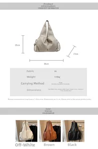 Detailed view of large capacity tote bag specs including dimensions and material texture