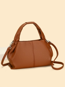 Women Lychee Pattern PU Leather Handbag Minimalist Cloud Dumpling Shoulder Crossbody Bag With Adjustable Strap Daily Tote