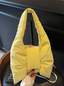 Sac à Épaule Matelassé Puffy Nœud Papillon Grande Capacité Style Coréen Pour Femmes Mode Sac Bandoulière Nœud Couleur Unie Sac à Main