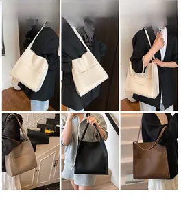 Detailed views of high-capacity tote bags in four colors on models for daily commute style