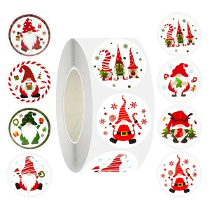 Weihnachten Wichtel Runde Aufkleber Wasserdicht Selbstklebende Etiketten Für Feiertag Geschenk Versiegelung Fenster Dekoration