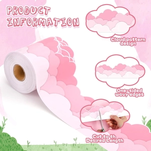 Pink cloud bulletin board border with wavy scalloped edges for classroom wall decor