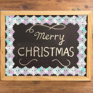 Holographic snowflake bulletin board border with cute faces for winter Christmas decor
