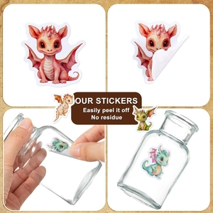 500pcs cartoon dragon reward stickers roll for kids, easy peel and no residue labels