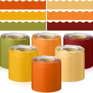 Scalloped bulletin board border stickers in 6 autumn colors for school classroom decoration