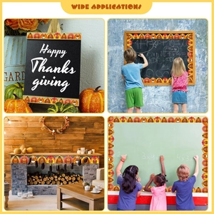 Applications variées de bordures de dinde de Thanksgiving sur tableaux noirs et cheminées