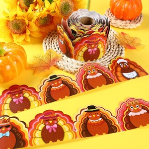Détail de bordure décorative festonnée avec dindons de Thanksgiving pour salle de classe