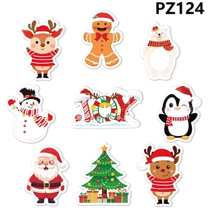 Sheet of 9 Christmas stickers featuring Santa, snowman, reindeer and Joy typography motifs
