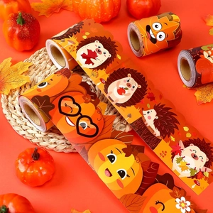 Autumn bulletin board border with hedgehogs, pumpkins, and leaves for classroom decor