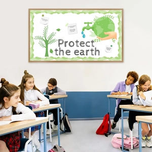 Eco-friendly classroom bulletin board border stickers with Protect the Earth theme