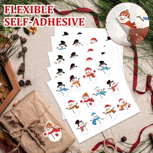 Christmas snowman stickers, flexible self-adhesive labels for holiday gift wrapping decoration