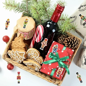 Autocollants de casse-noisette de Noël pour décoration de cadeaux et de bouteilles
