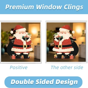 Stickers de Noël double face Père Noël et cadeaux pour décoration de fenêtre vitrée
