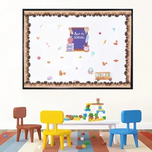 Brown scallop bulletin board border stickers with back to school classroom decorations
