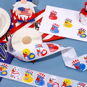 500pcs Patriotic USA rubber duck roll stickers with stars and stripes designs