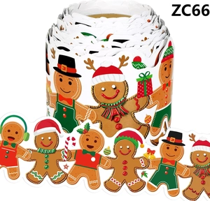 Detail of Christmas gingerbread man bulletin board border with wavy edges in a roll