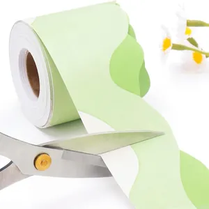 Green wavy bulletin board border stickers for classroom office and party decoration