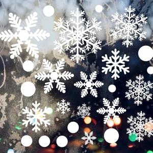 Winter snowflake window decals with white festive designs for glass window holiday decor