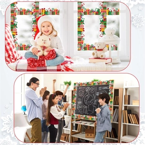 Christmas border stickers with gift and candy motifs for classroom windows and blackboards