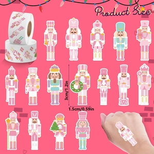 Rouleau d'autocollants thème Casse-Noisette rose avec motifs de soldats et de rois