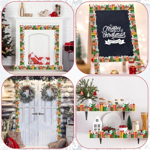 Christmas gift box and candy cane bulletin board border decor for festive classroom walls