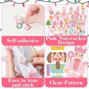 Set de stickers autocollants thème casse-noisette rose pour décoration de fête