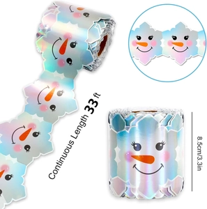 Holographic snowflake and snowman bulletin board border stickers for winter wall decor