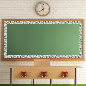 Christmas tree scalloped bulletin board border with watercolor green pine pattern