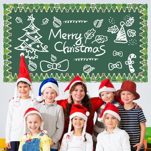 Christmas bulletin board border with green pine tree patterns for classroom wall decor