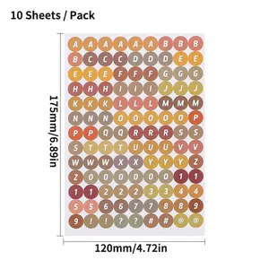 Colorful 10-sheet set of alphabet and number stickers for school and DIY decoration