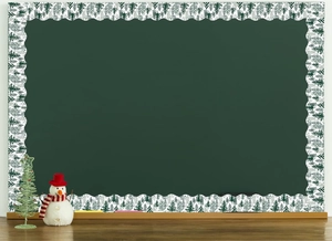 Scalloped edge watercolor pine tree bulletin board borders for Christmas classroom decor