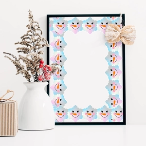 Minimalist winter bulletin border featuring snowmen and snowflakes in a lifestyle setting