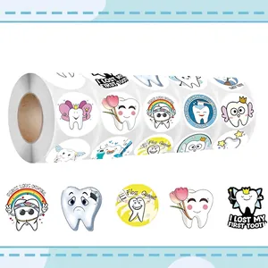 500Pcs Cartoon Tooth Reward Stickers For Kids Pediatric Dentist Office Decor Oral Hygiene Incentive DIY Craft Decorative Labels