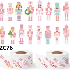 Rouleau d'Autocollants de Noël Casse-Noisette Rose Étiquettes Auto-Adhésives Soldat pour Emballage Cadeau et Scrapbooking