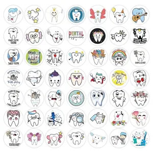Set of 49 cute cartoon dental care stickers for water bottles and personalized decoration