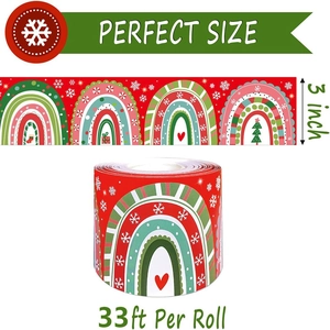Bohemian Christmas bulletin board border roll with rainbow patterns for school classroom